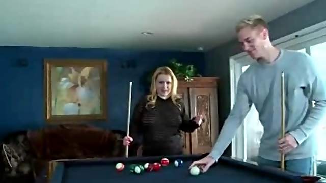 Chubby chick fondled over the pool table