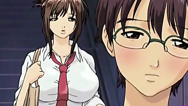 Teacher's big boobs bounce as she fingerbangs her eager student in a steamy hentai scene