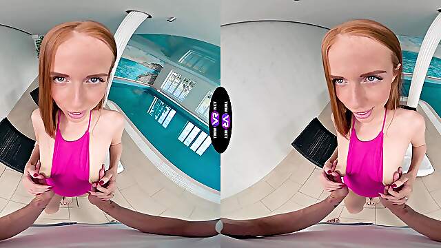 Redhead beauty Holly Molly rides a big cock in vr