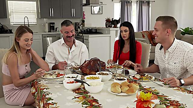 Charles Dera & Alex Mack plow Kyler Quinn and Jamie Michelle in a steamy Christmas threesome