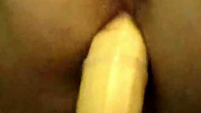 Banana fucking her dripping wet pussy