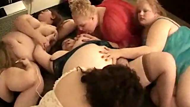 Genuinely huge chicks in lesbian orgy