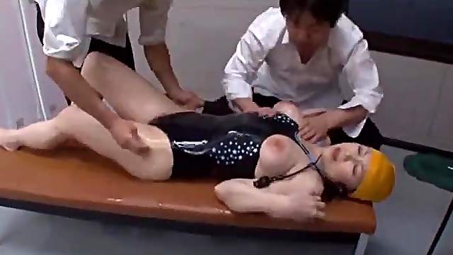 Japanese swimsuit girl all oiled up